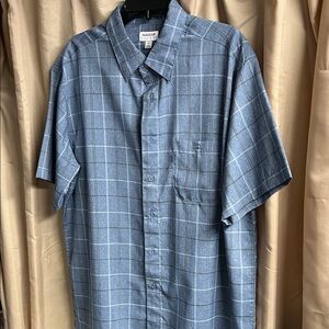 Haggar Men's Blue Plaid Casual Shirt